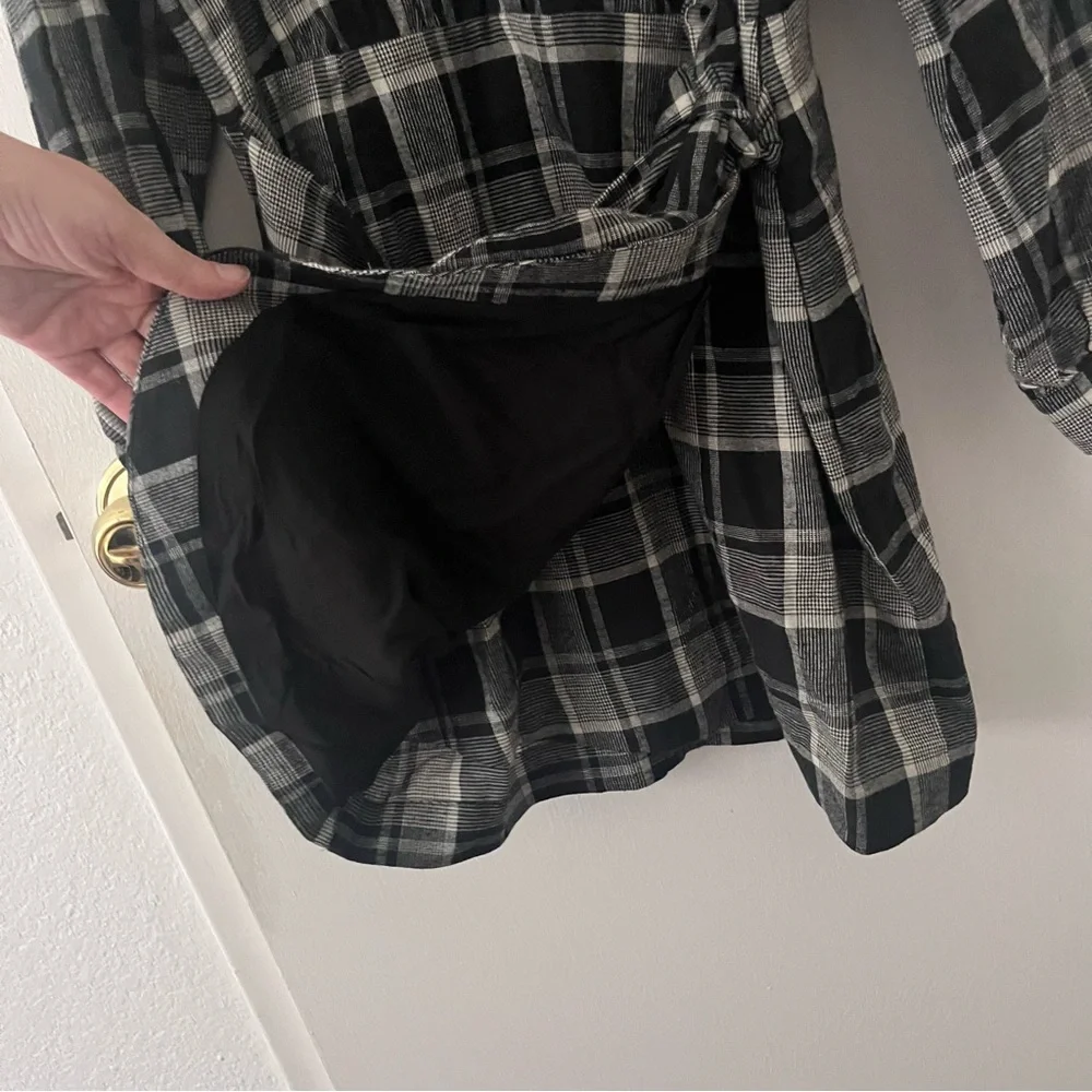 Sezane Capri Flannel Shirtdress Mini Wrap Washington Check French Academia 40 - Picture 7 of 16